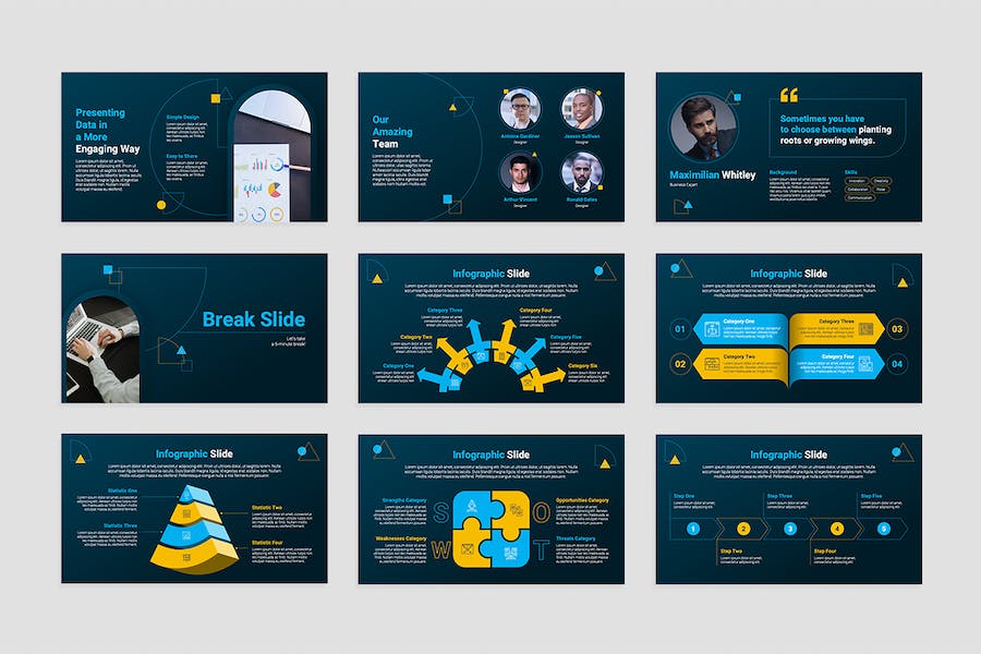 商业公司介绍分类信息展示PPT模板 - 顶尖PPT