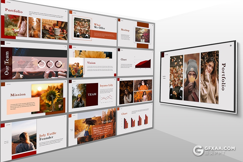 35页简约文艺范摄影美图展示PPT模板 - 顶尖PPT