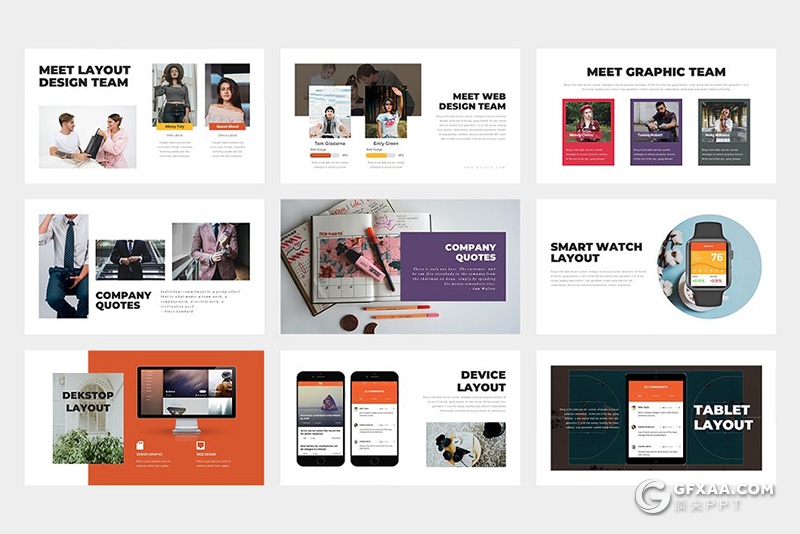 62页国外多色搭配商务多用途Google slides模板 - 顶尖PPT