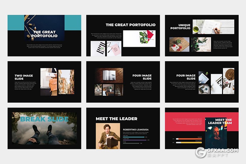 62页国外多色搭配商务多用途Google slides模板 - 顶尖PPT