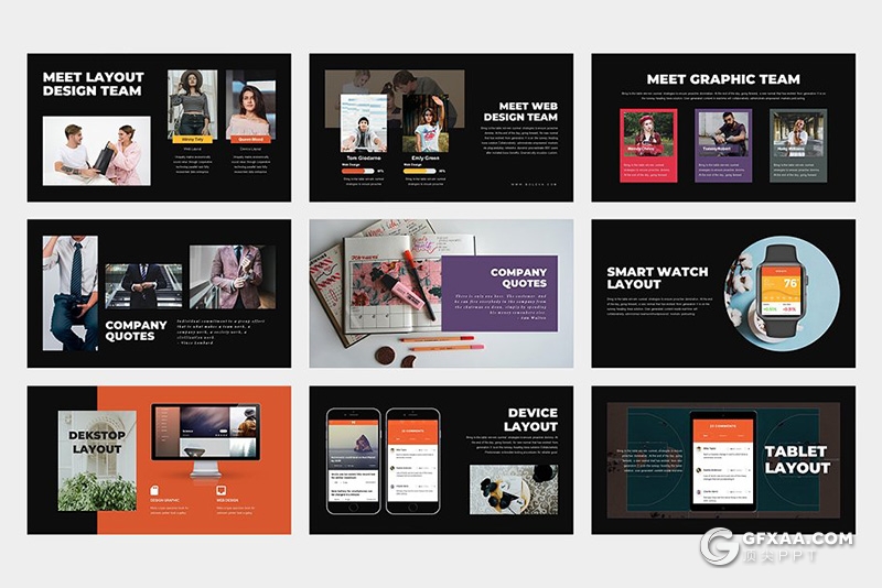 62页国外多色搭配商务多用途Google slides模板 - 顶尖PPT