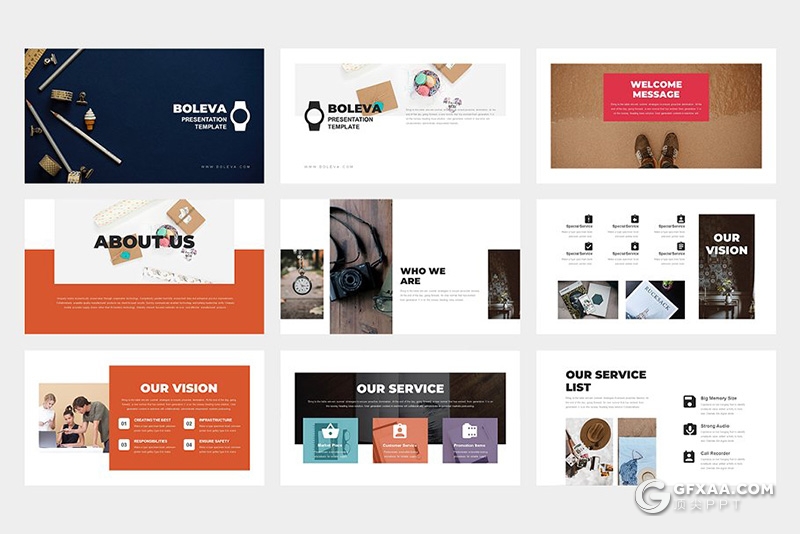 62页国外多色搭配商务多用途Google slides模板 - 顶尖PPT