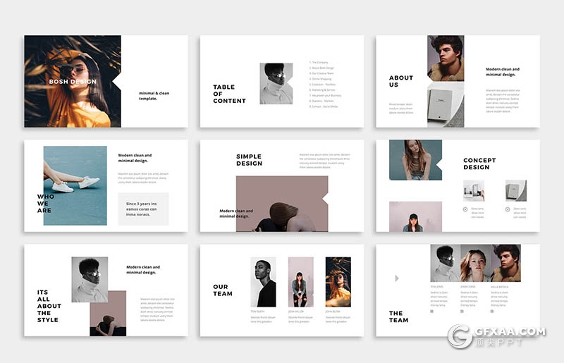 73页简约文艺摄影人物写真展示PPT模板 - 顶尖PPT