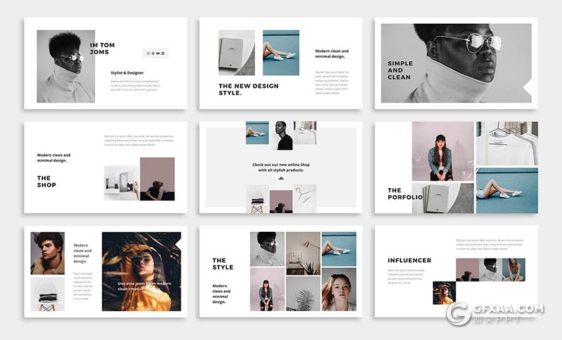 73页简约文艺摄影人物写真展示PPT模板 - 顶尖PPT