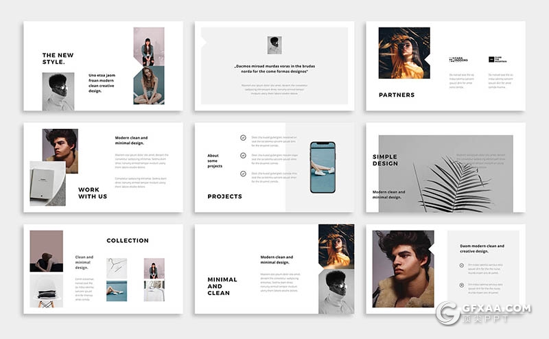 73页简约文艺摄影人物写真展示PPT模板 - 顶尖PPT