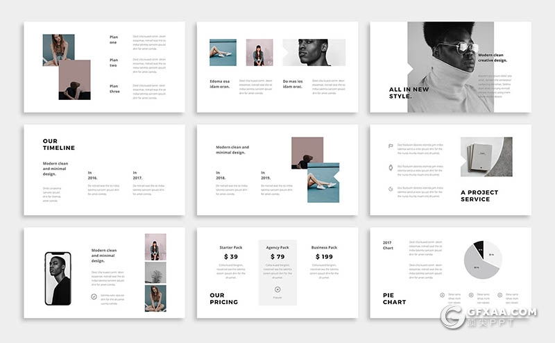 73页简约文艺摄影人物写真展示PPT模板 - 顶尖PPT