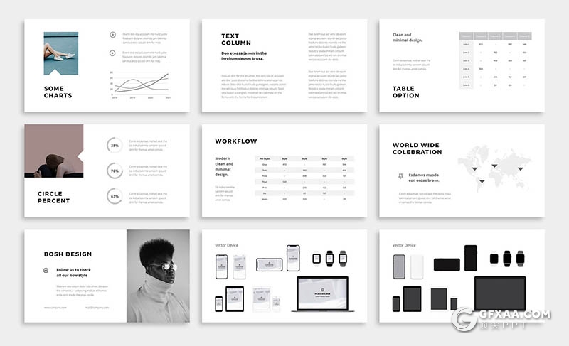 73页简约文艺摄影人物写真展示PPT模板 - 顶尖PPT