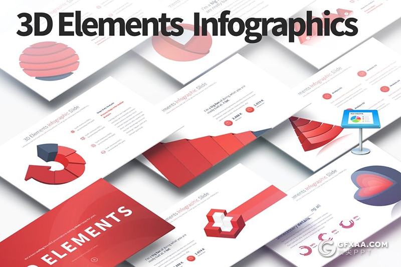 35页3D立体商务图形设计keynote模板 12种主题配色 - 顶尖PPT