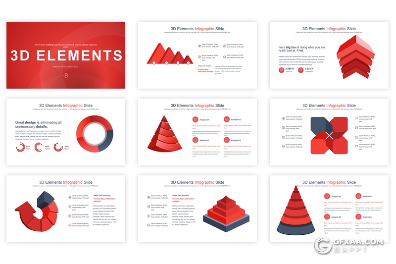 35页3D立体商务图形设计keynote模板 12种主题配色 - 顶尖PPT