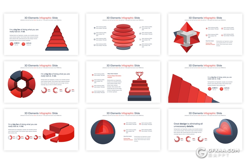 35页3D立体商务图形设计keynote模板 12种主题配色 - 顶尖PPT