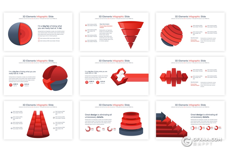 35页3D立体商务图形设计keynote模板 12种主题配色 - 顶尖PPT