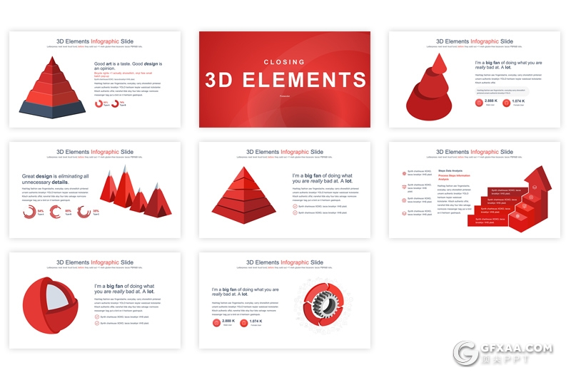 35页3D立体商务图形设计keynote模板 12种主题配色 - 顶尖PPT