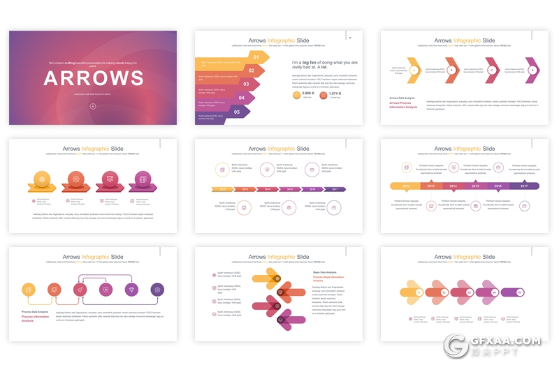 35页keynote箭头指向创意图形模板 12种主题配色 - 顶尖PPT