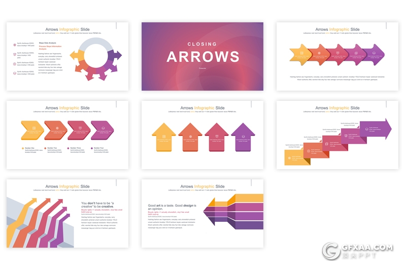 35页keynote箭头指向创意图形模板 12种主题配色 - 顶尖PPT