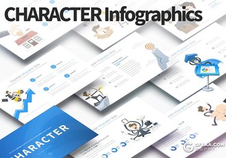 35页keynote卡通商务人物图形素材模板 12种主题配色 - 顶尖PPT