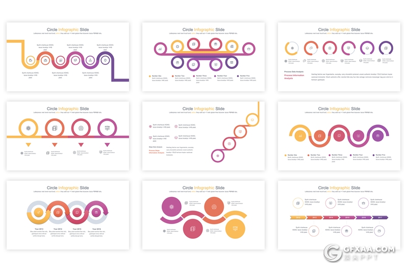 35页创意圆形商务图形keynote素材模板 12种主题配色 - 顶尖PPT