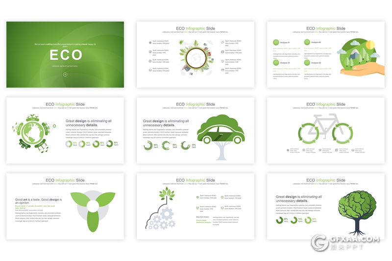 35页ECO节能环保生态绿化keynote图形模板 12种主题配色 - 顶尖PPT