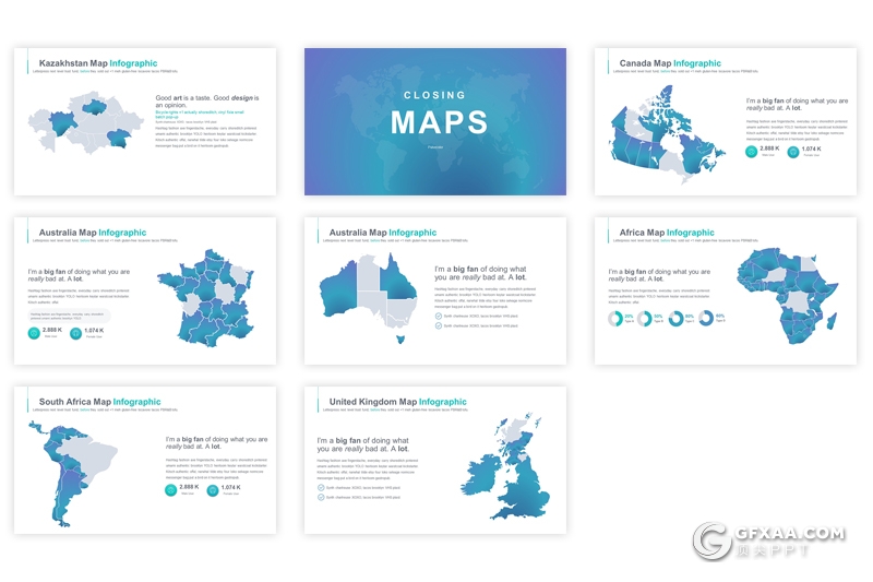 35页keynote世界地图国家地图图形模板 - 顶尖PPT