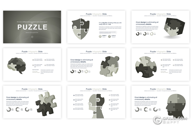 35页创意商务逻辑图形keynote模板 12种主题配色 - 顶尖PPT
