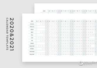 2020年与2021年日历PPT工作日程规划PPT模板16:9/4:3尺寸 - 顶尖PPT