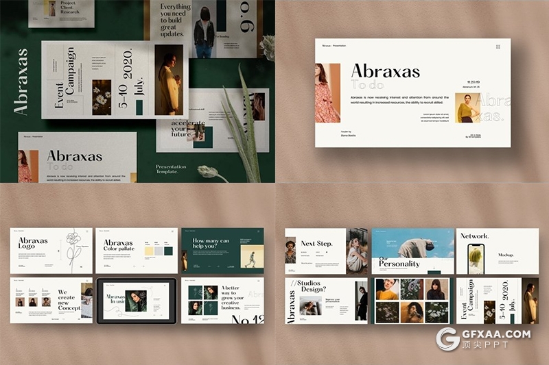 30页简约文艺范时尚服装展keynote模板 - 顶尖PPT