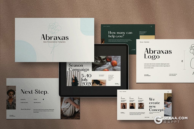 30页简约文艺范时尚服装展keynote模板 - 顶尖PPT