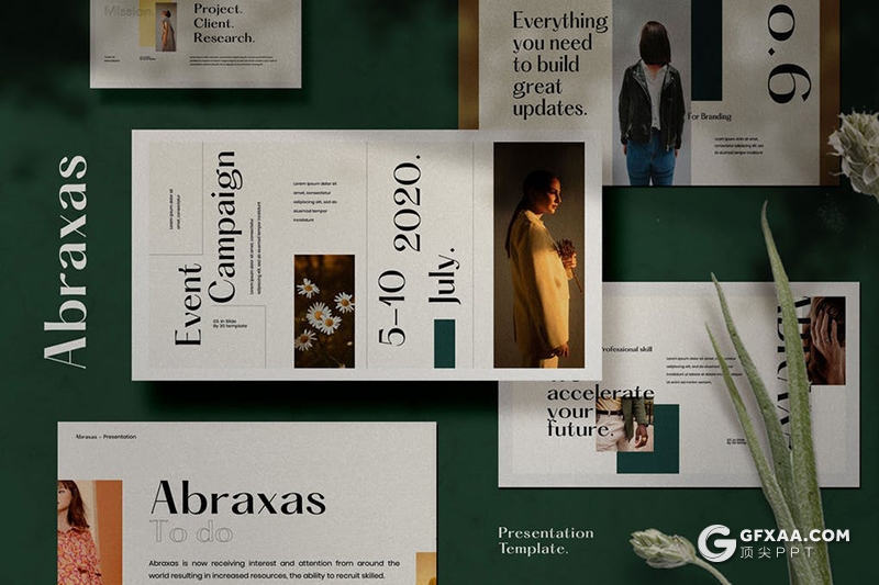 30页简约文艺范时尚服装展ppt模板 - 顶尖PPT