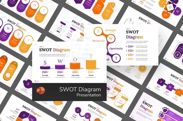 彩色SWOT分析图形PPT模板 - 顶尖PPT