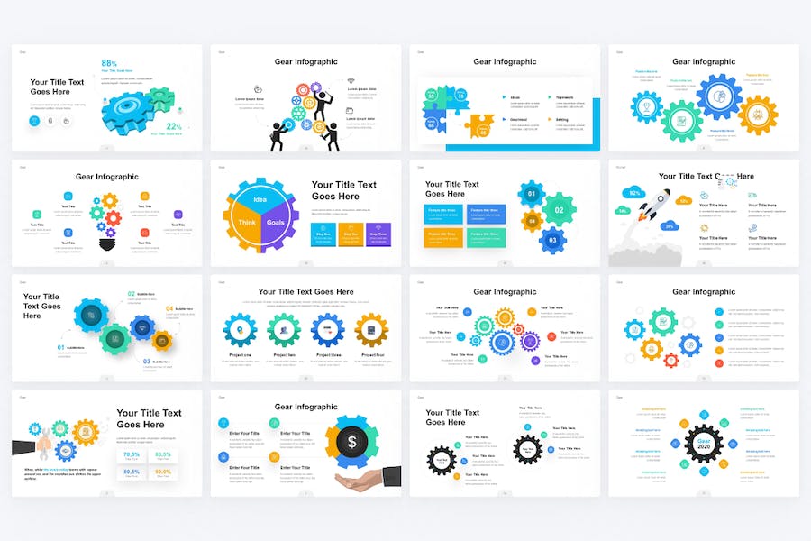 多色彩齿轮信息图表keynote模板 - 顶尖PPT