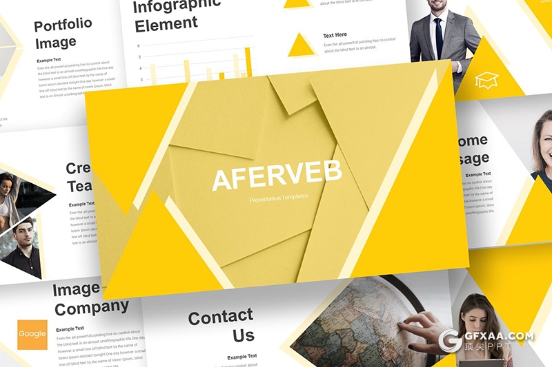 30页三角图形组合商务工作汇报Google slides模板 5种主题配色 - 顶尖PPT