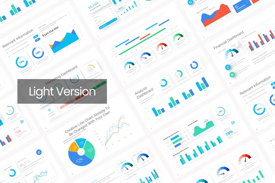 仪表盘图形图表信息展示PPT模板 - 顶尖PPT