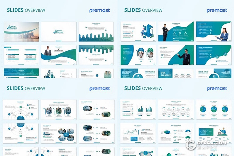 43页+31页商务卡通人物高端年度报告工作计划PPT模板 14种XML配色 - 顶尖PPT