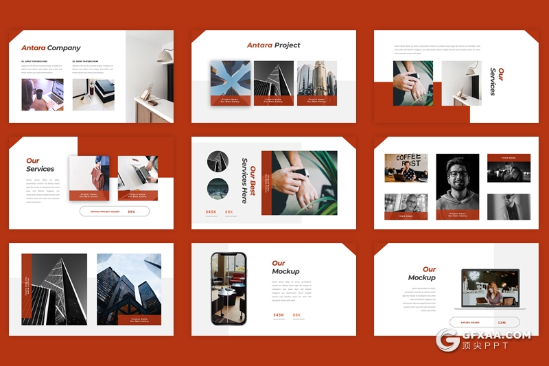 30页欧美风格企业介绍工作汇报Google slides模板 5种主题配色 - 顶尖PPT