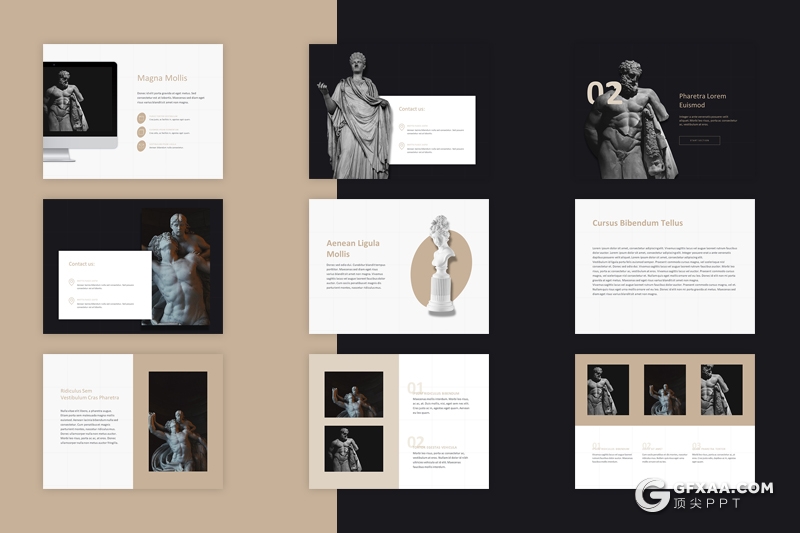 20页4:3尺寸古董艺术品收藏介绍展示PPT模板 - 顶尖PPT