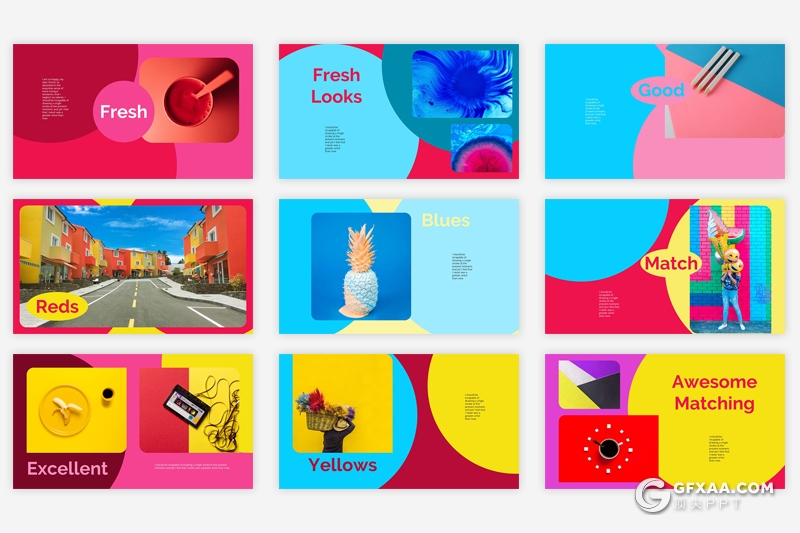 30页创意色彩图片展示ppt模板 - 顶尖PPT