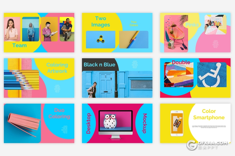 30页创意色彩图片展示ppt模板 - 顶尖PPT