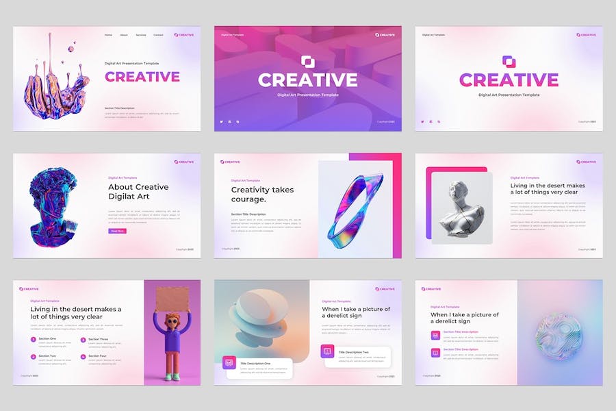 创意数码艺术讲述展示设计Keynote模板 - 顶尖PPT