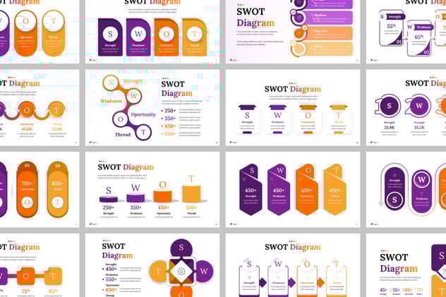 彩色SWOT分析图形PPT模板 - 顶尖PPT