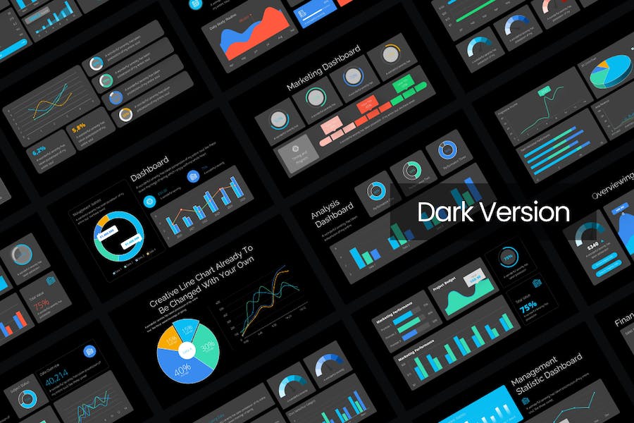 仪表盘图形图表信息展示PPT模板 - 顶尖PPT