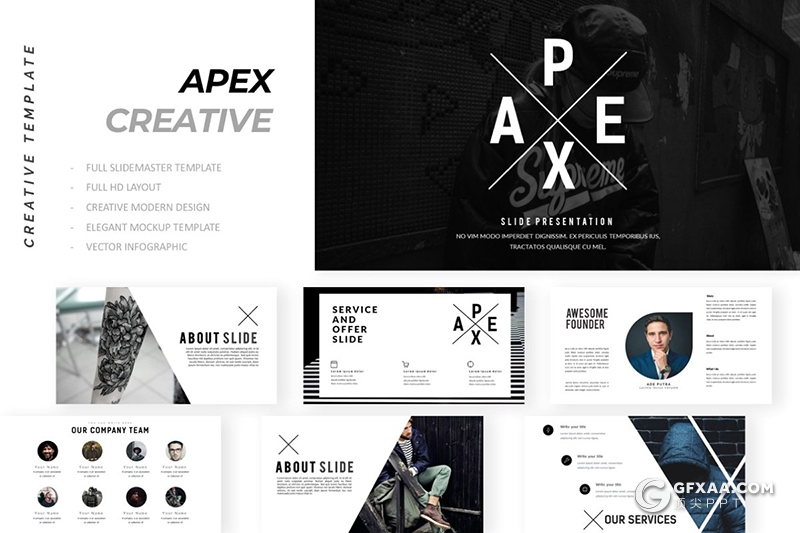 40页国外时尚风格黑色企业团队介绍keynote模板 - 顶尖PPT
