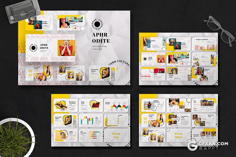 30页时尚街拍人物服饰展示Google slides模板 - 顶尖PPT