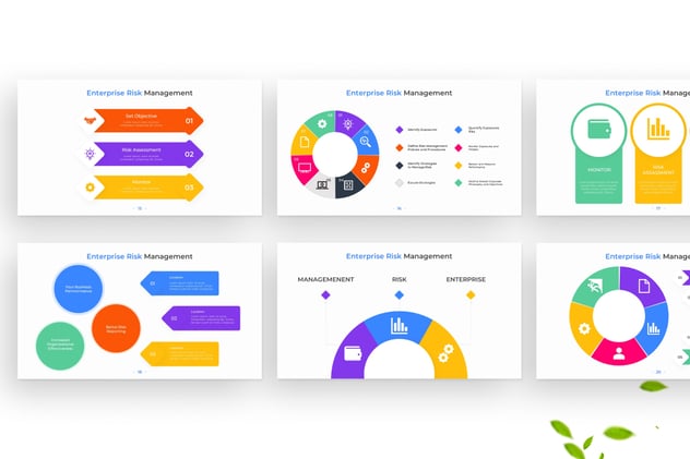 彩色企业风险管理信息图形PPT模板 - 顶尖PPT