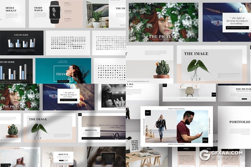 50页简约风格摄影图片展示PPT模板 - 顶尖PPT