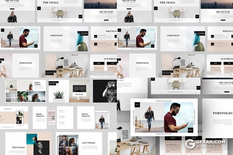 50页简约风格摄影图片展示PPT模板 - 顶尖PPT