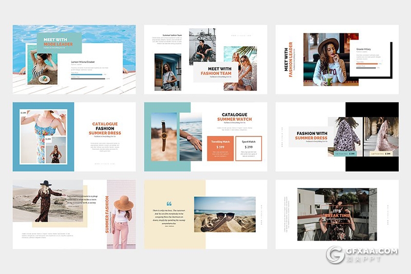 62页扁平化简约时尚风格摄影图片展示PPT模板 黑白两种底色 - 顶尖PPT