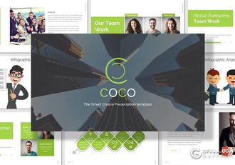 32页商务团队介绍工作分析PPT模板 5种配色4:3和16:9两种尺寸 - 顶尖PPT