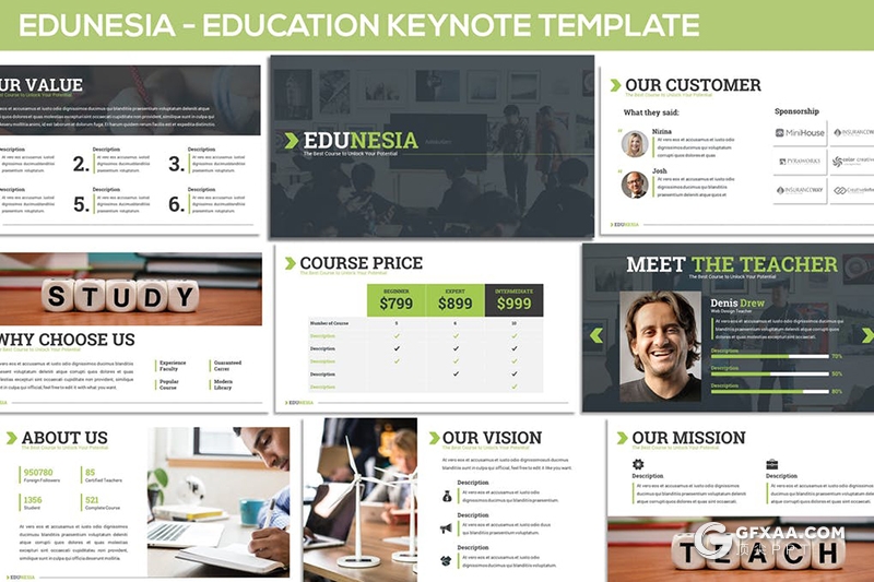 30页教育培训师资力量介绍展示keynote模板 3种主题配色 - 顶尖PPT