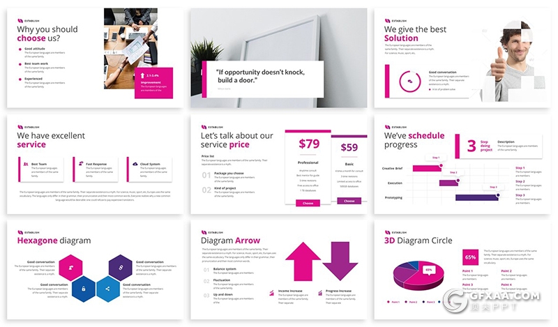 30页3种配色国外商务风格工作汇报业务合作PPT模板 - 顶尖PPT