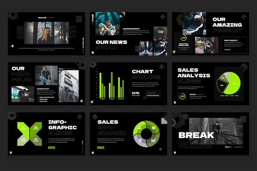 铜版主义抽象活力风PPT模板 - 顶尖PPT