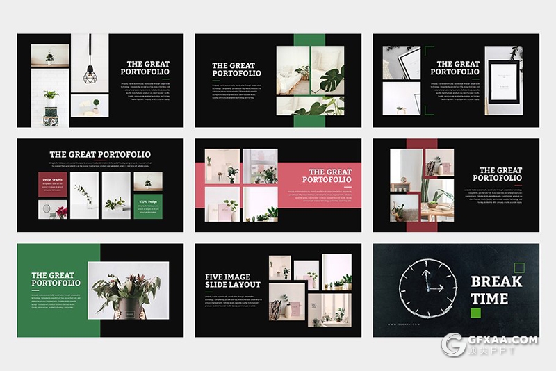 62页居家装饰设计植物摆放PPT模板 黑白2种底色 - 顶尖PPT